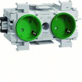 tehalit.WA Gniazdo SCHUKO 2-krotne 45st. WAGO montaż krawędziowy zielony GS20116029 HAGER