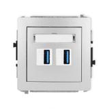 DECO Mechanizm gniazda podwójnego 2xUSB A-A 3.0 srebrny metalik