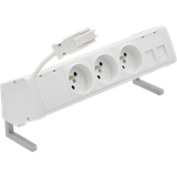 SIMON 480 TS48-410E300K0-33 Biurkowy zestaw gniazd 3 gn. typ E i płytka dla 2 złączy RJ45 keystone;