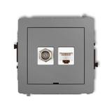 DECO Mechanizm gniazda antenowego poj. typu F (SAT) + gniazda komp. poj. 1xRJ45, kat. 5e, 8-stykowy,