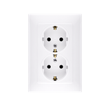 Simon 10 Gniazdo Schuko podwójne z przesłonami 16A z. śrub. biały