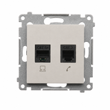Simon 54 Gniazdo komputerowe RJ45 kategoria 5e + telefoniczne RJ12 kaszmir mat D5T.01/42