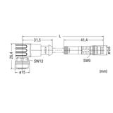 przewód do czujników/el.wykonawczych gniazdo prosteM12/wtyczka kątowaM8 2