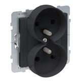 SUNO - Gniazdo 2X2P+Z z przesłoną - 16 A - 250 V~ - zaciski automatyczne - możliwość montażu w ramka