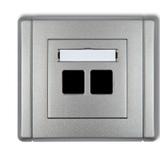 FLEXI Gniazdo multimedialne podwójne bez modułu (standard Keystone) srebrny metalik 7FGM-2P KARLIK