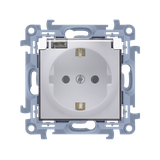 Simon 10 Gniazdo Schuko IP44 z uszczelką z przesłonami klapka transparetna 16A biały