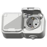 DELFINA Gniazdo podwójne z uziemieniem schuko wieczko w kolorze wyrobu - kolor biały