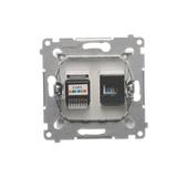 Simon 54 Gniazdo komputerowe RJ45 kategoria 5e + telefoniczne RJ12 biały D5T.01/11 KONTAKT