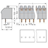 listwa zaciskowa do pł. drukowanych 2-bieg. szara raster 5 mm