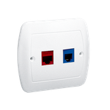 Simon Akord Gniazdo telefoniczne RJ12 + komputerowe RJ45 kategoria 5 dla RJ45. Montaż do puszki na wkręty biały A5T/11 KONTAKT