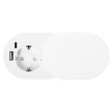 Gniazdo meblowe O6cm, wpuszczane w blat z przesuwną pokrywką, ładowarką USB i przewodem 1,9m, 1x2P+Z OR-GM-9042(GS)/W ORNO