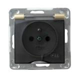 IMPRESJA Gniazdo bryzgoszczelne z uziemieniem IP-44 wieczko przezroczyste - kolor złoty metalik