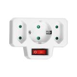 Rozgałęźnik 1x2P+Z (Schuko), 2x2P/II z włącznikiem, biały OR-AE-13191(GS) ORNO
