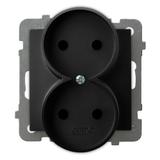 AS Gniazdo podwójne moduł bez ramki - kolor czarny metalik