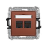 ICON Mechanizm gniazda komputerowego podwójnego 2xRJ45, kat. 5e, 8-stykowy terakota