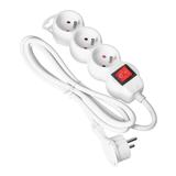 Przedłużacz 3-krotny z wyłącznikiem 1,5m H05VV-F 3x1,5mm2 Imax=16A płaska wtyczka biały ES-5/W/1,5 O