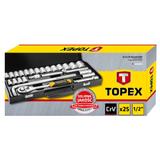 Klucze nasadowe 1/2", metalowa walizka, zestaw 25 szt.