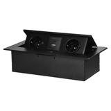 Gniazdo meblowe wpuszczane w blat z płaskim frezowanym rantem i ładowarką USB, 2x2P+Z (Schuko),2x US