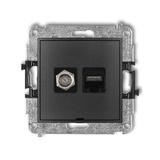 ICON Mechanizm gniazda antenowego poj. typu F (SAT) + gniazda komp. poj. 1xRJ45, kat. 6, 8-stykowy,