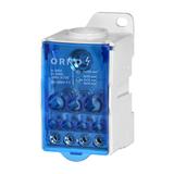 Blok rozdzielczy 400A, zacisk wejściowy 1x185mm2, zaciski wyjściowe 4x10 i 5x16 i 2x35mm2, wygodne m