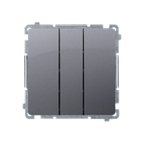 Simon Basic Przycisk potrójny 10A szybkozłączka srebrny mat