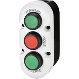 Kaseta szaro-czarna, 3 płaskie przyciski 2NO zielone, 1NC czerwony FORWARD, STOP, REVERSE ESE3-V6 004771444 ETI