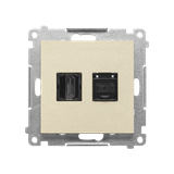 Simon 55 Gniazdo HDMI+RJ45 kat.6 Szampański mat