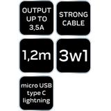 Kabel 3w1, 1,2m