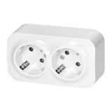 ToDo Gniazdo podwójne 2x2P+Z, 16A/230VAC, IP20,Schuko,Białe 10 sztuk