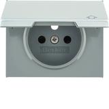 BERKER K.5 Płytka czołowa do gniazda z uziemieniem i pokrywą aluminium 3965777103 HAGER