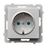 SONATA Gniazdo pojedyncze z uziemieniem schuko z przesłonami torów prądowych - kolor srebro mat