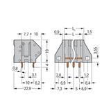 listwa zaciskowa do pł. drukowanych 6-bieg. szara raster 5 mm