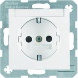 BERKER B.x Gniazdo SCHUKO z polem opisowym z przysłonami styków biały połysk 47498989 HAGER