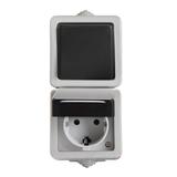 TEKNO 05-3129-143 cz Łącznik jednobiegunowy + Gniazdo zasilające Schuko, pion z ochroną styków