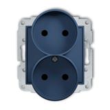 ICON Gniazdo podwójne do ramki bez uziemienia (przesłony torów prądowych) navy blue 64IGPR-2p KARLIK