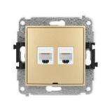 ICON Mechanizm gniazda komputerowego podwójnego 2xRJ45, kat. 6, 8-stykowy, bez pola opisowego złoty