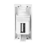 NOEN USB data, gniazdo modułowe 22,5x45mm USB data 2.0, przelotka, białe OR-GM-9010/W/USBDAT1 ORNO