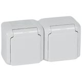Forix IP44 Gniazdo Podwójne Z Uziemieniem 16A 250V Szare 782397 LEGRAND