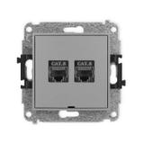 ICON Mechanizm gniazda komputerowego podwójnego 2xRJ45, kat. 8, ekranowany, 8-stykowy, bez pola opis