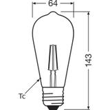 Lampa LED, klasyczny kształt bańki Edison 7W 827 230V szkło przezroczyste E27