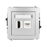 DECO Mechanizm gniazda pojedynczego HDMI 2.0 + gniazda komp. poj. 1xRJ45, kat. 5e, 8-stykowy srebrny