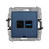 MINI Mechanizm ładowarki USB podwójnej USB C + USB A, 20W max., bez pola opisowego navy blue