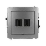 DECO Mechanizm gniazda podwójnego HDMI 2.0, bez pola opisowego grafitowy