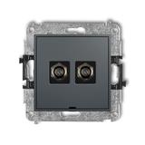 ICON Mechanizm gniazda antenowego podwójnego typu F (SAT) niklowany, bez pola opisowego grafitowy ma