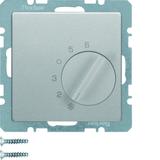 BERKER Q.x Regulator temperatury pomieszczenia z stykiem zmiennym i elementem centralnym aluminium a