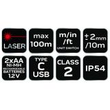 Dalmierz laserowy, zasięg 100 m, IP54