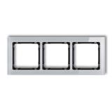 DECO Ramka uniwersalna potrójna - efekt szkła (ramka: szara; spód: czarny)