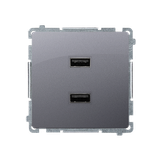 Simon Basic Ładowarka 2 x USB 2.1 A 5V DC 230V srebrny mat