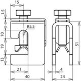 Zacisk krawędziowy 5-18 mm, do drutu 6-10 mm, stal nierdzewna NIRO