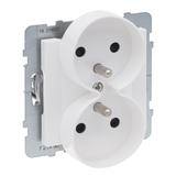 SUNO - Gniazdo 2X2P+Z z przesłoną - 16 A - 250 V~ - zaciski automatyczne - możliwość montażu w ramka